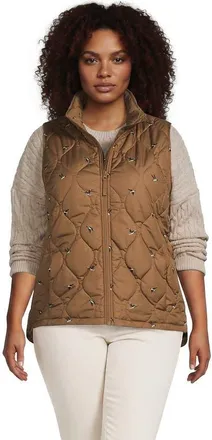Lands End Plus Size FeatherFree Quilted Insulated Vest in Ducks/honey Beige at Nordstrom, Size 1X