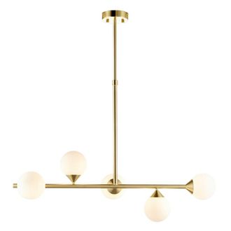 Netlighting Grosseto Batten Satin Brass Plate Gloss White Glass in Yellow