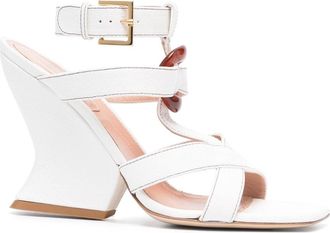 Alberta Ferretti 105mm strap-detail leather sandals - women - Calf Leather/Calf Leather/Calf Leather - 39 - White