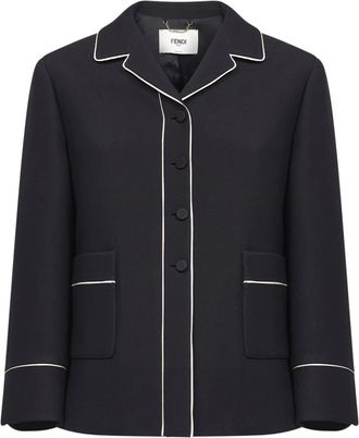 Fendi Light Jackets, female, Black, M, Silk and Wool Jacket