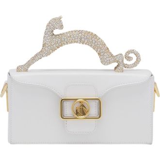 Lanvin PENCIL CAT BAG IN LEATHER AND RHINESTONES in White at Nordstrom