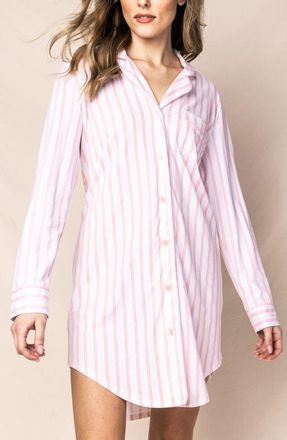 Petite Plume Pink Stripe Cotton Nightshirt at Nordstrom, Size X-Large