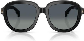 Moncler 54mm Aviator Sunglasses in Shiny Black /Gradient Grey at Nordstrom