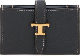 Tod's Womens Leather Wallet With Logo Black Calfskin & Purses