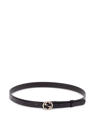 Gucci interlocking-G leather belt - women - Leather - 75 - Black