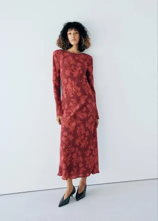 Mango Abito fluido stampato rosso - Donna - XS - MANGO
