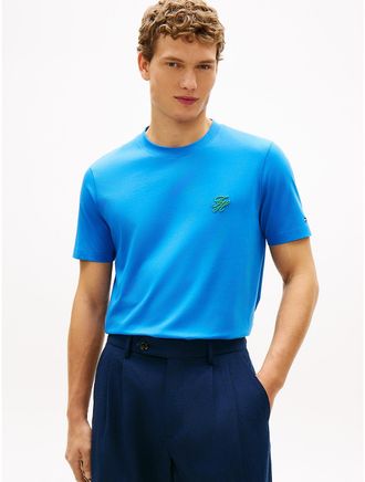 Tommy Hilfiger Mens Embroidered Script Monogram T-Shirt - Blue - XXL