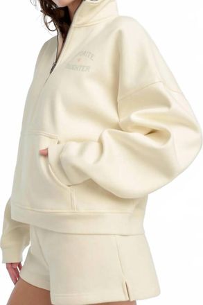 Favorite Daughter Womens Half Zip Sweatshirt In White