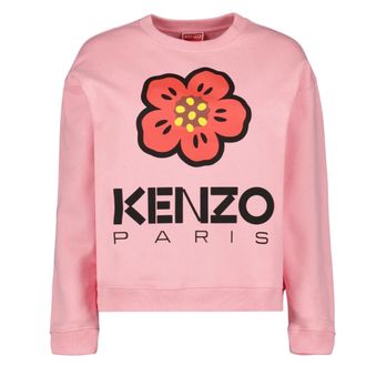 Kenzo Womens Paris Flower Logo Rose Pink Sweatshirt Cotton - Size X-Small