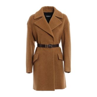 Dondup Belted Coats, female, Brown, Size: S Cappotto