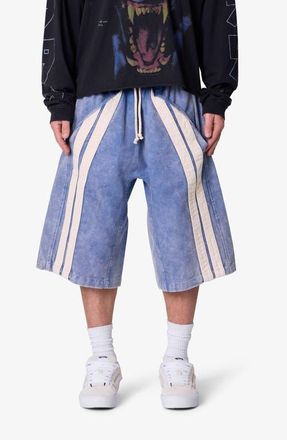 mnml Ultra Baggy Stripe Cotton Twill Shorts in Washed Blue at Nordstrom, Size X-Large