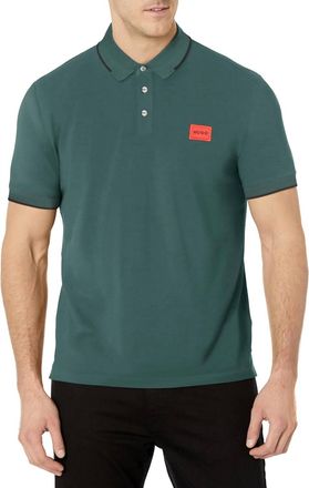 HUGO BOSS Square Logo Cotton Polo Short Sleeve In Green