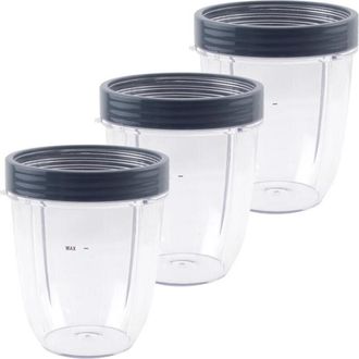 OEM Juego De 3 Vasos Cortos De 532 Ml (18 Oz) Con Junta De Repuesto, Compatibles Con Las Batidoras Nutribullet De 600 W Y 900 W (modelos Nb-101b, Nb-101s 