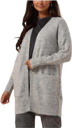 Selected Lange Gebreide Cardigan Lulu New Style - Dames - Vesten - Grijs - L - Wol - Truien & Vesten