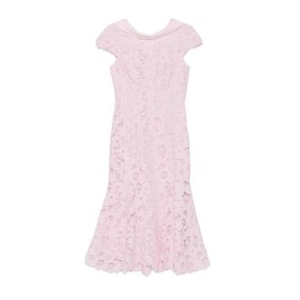 Self Portrait Midi Dresses, female, Pink, Size: S Collar Lace Dress