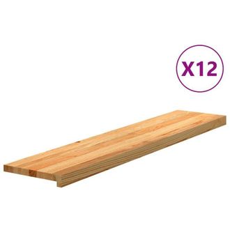 vidaXL Vidaxl - Pelda&ntilde;os De Escalera 12 Uds Madera Maciza Roble Marr&oacute;n Claro