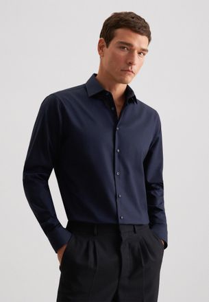 Seidensticker Businesshemd SEIDENSTICKER Schwarze Rose, Herren, Gr. XXL (45), normale &Auml;rmell&auml;ngen, blau (dunkelblau), 100% Baumwolle, unifarben, tailored fit, 2-Kno