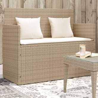 vidaXL Vidaxl - Banco De Jard&iacute;n Con Cojines Rat&aacute;n Sint&eacute;tico Beige