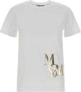 Max Mara White Crew Neck Graphic Logo T-Shirt