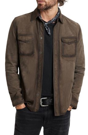 John Varvatos Izzy Suede Shirt Jacket in Earth Brown at Nordstrom, Size 50