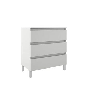 Saniclass Chaci PLUS Badkameronderkast - 80x86x46cm - 3 lades - Geintegreerde greep - MDF - mat wit