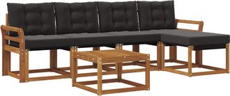 vidaXL Conjunto De Sof&aacute;s De Exterior 6 Uds. Natural Y Negro Vidaxl