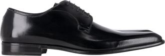Dolce & Gabbana Pre-owned Mens & Lace-Up Almond-Toe Derby Shoes in Black Patent Leather - Size UK 8