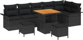 vidaXL Garden Sofa Set with Cushion with Storage 9 pcs Black vidaXL
