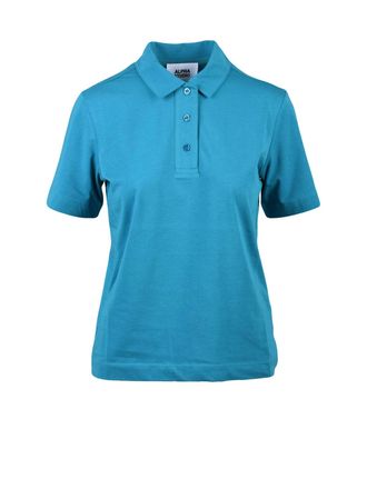 Alpha Studio Turquoise Cotton Elastane Stretch Polo