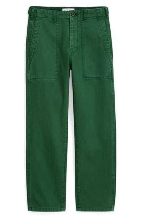 Alex Mill Neil Herringbone High Waist Straight Leg Utility Pants in Emerald at Nordstrom Rack, Size 0