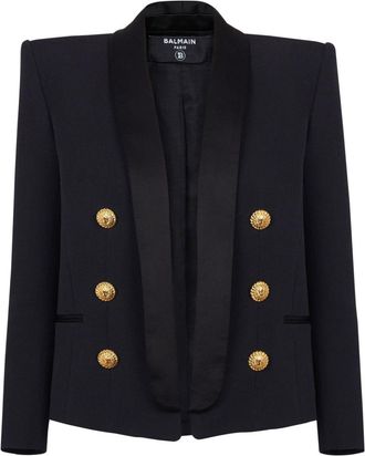 Balmain double-breasted wool blazer - women - Wool - 38 - Black