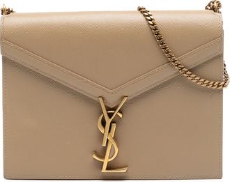 Saint Laurent Pre-owned Womens Grain De Poudre Monogram Cassandra Chain Wallet - Sage Green Leather - One Size