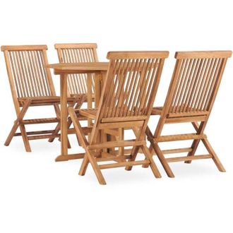 vidaXL 5 Piece Folding Outdoor Dining Set Solid Teak Wood vidaXL