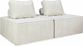 Oviala Lote de 2 sillones de tela para sof&aacute; modular con coj&iacute;n crudo