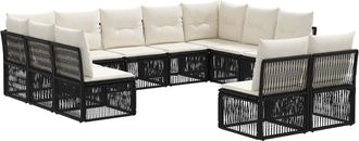 vidaXL Conjunto De Sof&aacute;s De Jard&iacute;n 11 Uds. Negro Rat&aacute;n Sint&eacute;tico Vidaxl