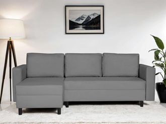HOME AFFAIRE Ecksofa »GLENOE Schlafsofa mit Bettkasten, Recamiere beidseitig montierbar« L-Form, Masse B/T/H: 230/135/84,5 cm, Velvet & Struktur weich