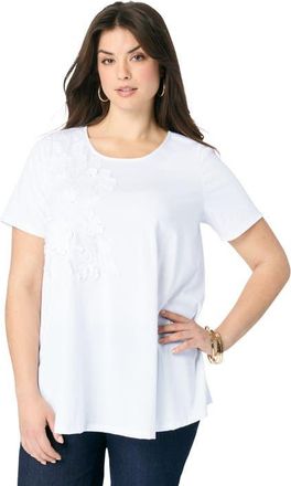 Roaman's 3 D Appliqued Swing Tee in White at Nordstrom, Size 12