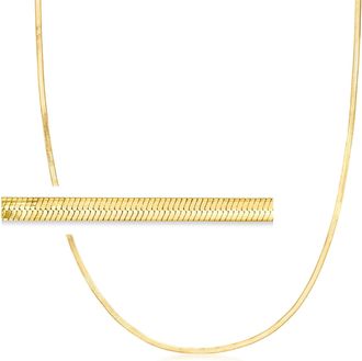 Ross-Simons Italian 2mm 18kt Gold Over Sterling Herringbone Chain Necklace