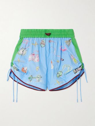 Alemais + Anouk Colantoni Shorts In Popeline Di Cotone Biologico Stampato - Blu