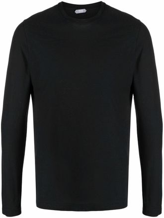Zanone long-sleeved cotton T-shirt - men - Cotton - 56 - Black