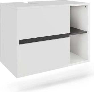 Vicco Mueble Bajo Lavabo Viola, Blanco/gris, 80 X 60 Cm Con 2 Cajones, Vicco