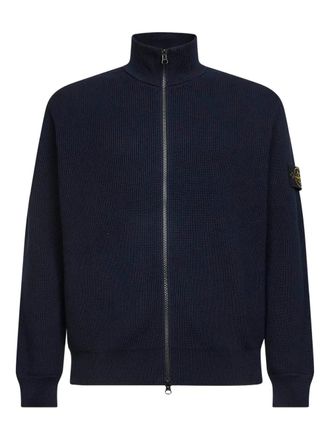 Stone Island Geribbeld vest met opstaande kraag - Blauw