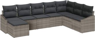 vidaXL Conjunto De Comedor De Jard&iacute;n Con Coj&iacute;n 8 Pcs Gris Vidaxl