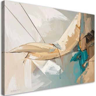Feeby Cuadro Sobre Lienzo, Abstracci&oacute;n En Beige Y Turquesa, 120x80