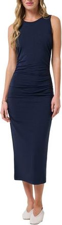 Travis Mathew Ruched Sleeveless Cloud Jersey Maxi Dress in Navy Blazer at Nordstrom, Size X-Small