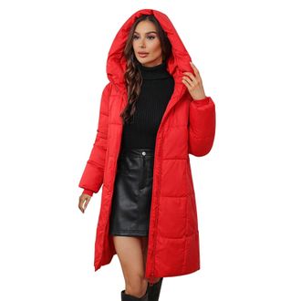 Generic winter waterproof coats women long jackets for women uk elegant Womens Winter Coat Warm Padded Long Down Jacket Lightweight Hooded Long Sleeve Zipper 