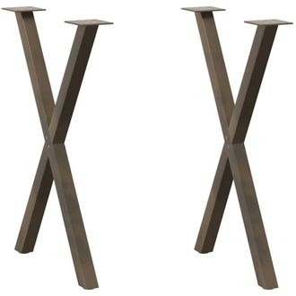 vidaXL Patas Para Mesa De Comedor En Forma De X (2 Unidades, Acero Natural, 50 X 72-73 Cm) Vidaxl
