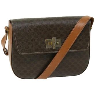 Celine Pre-owned Cross Body Bags, female, Brown, Size: ONE SIZE Pre-owned Vintage Macadam Canvas Shoulder Bag