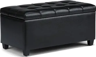 Simpli Home Sienna 33in Transitional Rectangle Storage Ottoman Bench