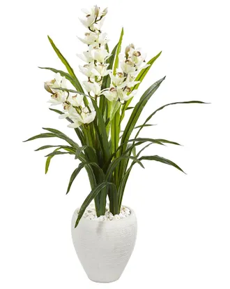 Nearly Natural 4Ft Cymbidium Orchid Artificial Plant In Planter